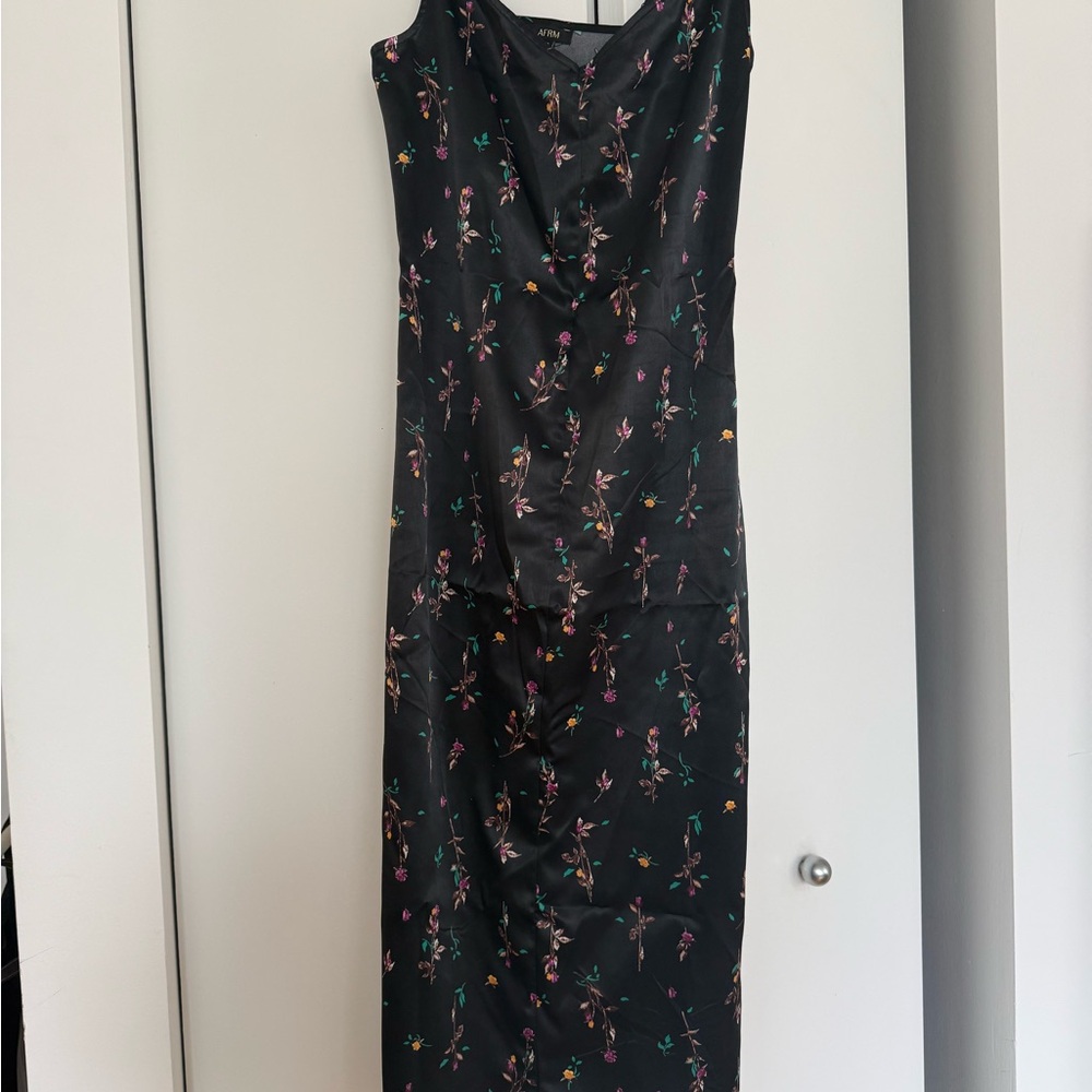 AFRM Black Maxi Dress with Floral Design